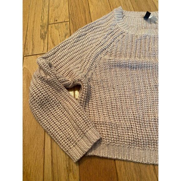 Divided, women's pale pink cropped knit crochet pullover sweater size XS - Picture 2 of 6